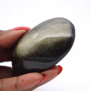 Canto rodado de obsidiana dorada mexicana, ejemplar pulido de 85 g