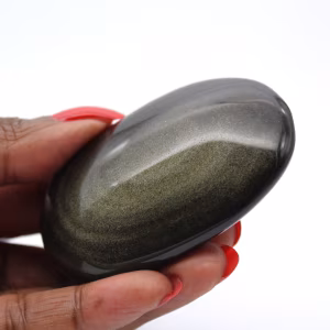 Canto rodado de obsidiana dorada de México para vitrina geológica