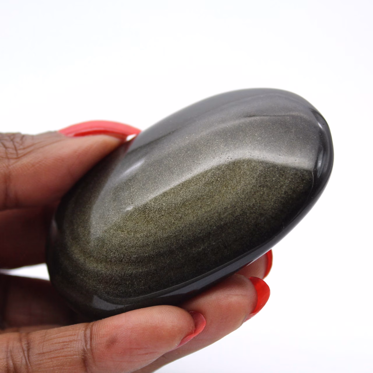 Canto rodado de obsidiana dorada de México para vitrina geológica