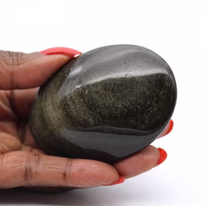 Canto rodado de obsidiana dorada de México, pieza pulida de 100 g