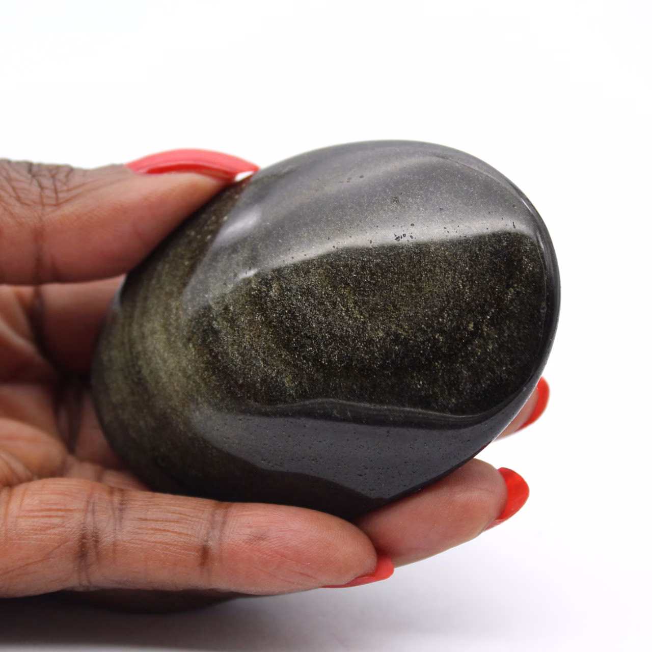 Canto rodado de obsidiana dorada de México, pieza pulida de 100 g