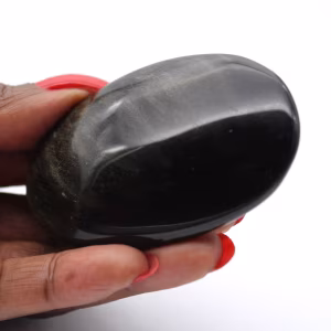 Canto rodado de obsidiana dorada mexicana con superficie pulida, 70 g