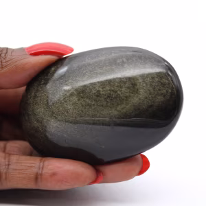 Canto rodado de obsidiana dorada de México, ejemplar de 90 g