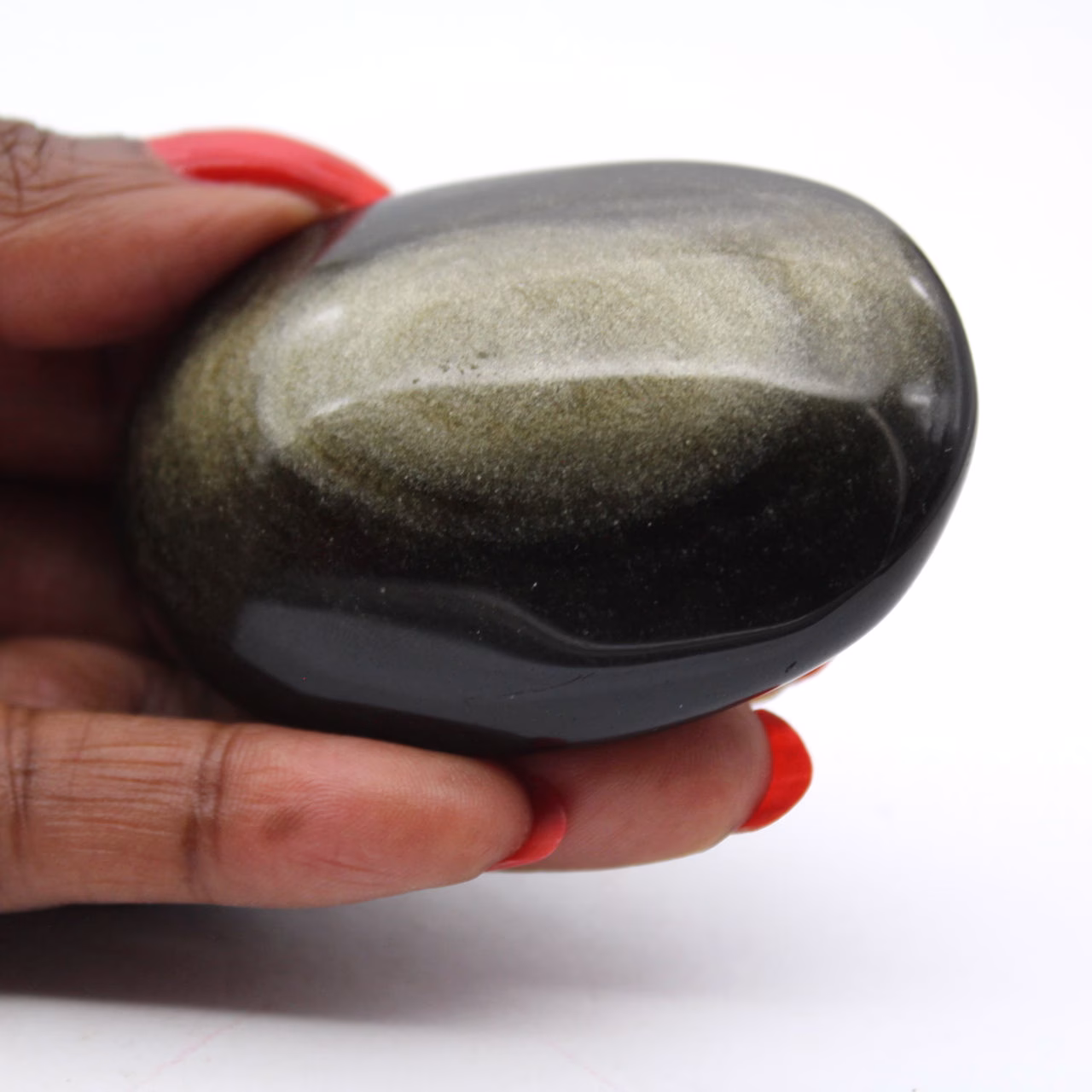 Canto rodado pulido de obsidiana dorada mexicana, formato de 80 g