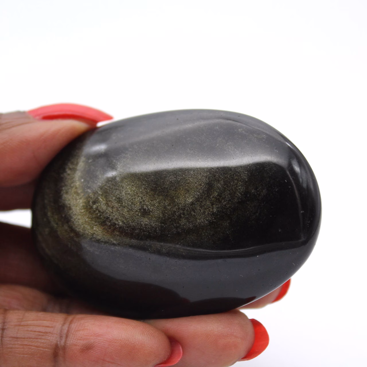 Canto rodado de obsidiana dorada de México, piedra natural pulida